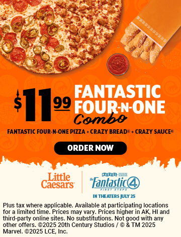 $11.99 Fantastic Four-N-One Combo. Fantastic Four-N-One Pizza + Crazy